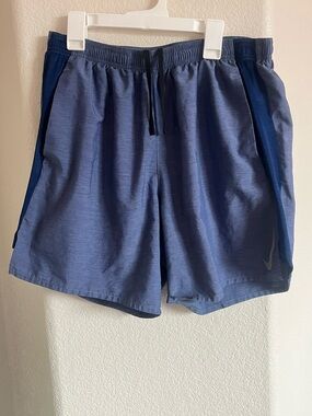 Nike Men’s Challenger Blue Athletic Shorts with Navy Side Panels